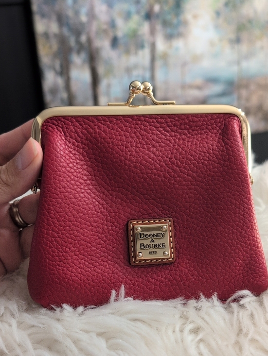 Dooney & Bourke Handbags - Dooney & Bourke Red Leather Kiss-Lock Wristlet